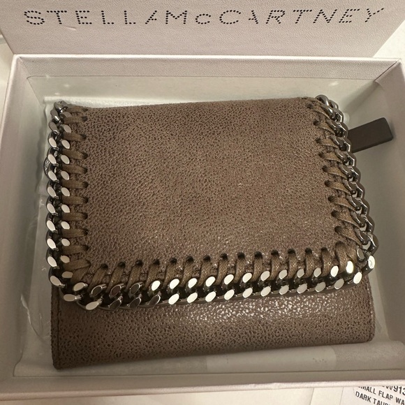 100% Authentic Stella McCartney Dark Taupe Falabella Tri-Fold Wallet - Picture 3 of 7